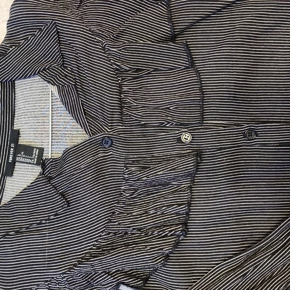 Forever 21 - Ruffled Button Down Striped Blouse - Picture 3 of 3